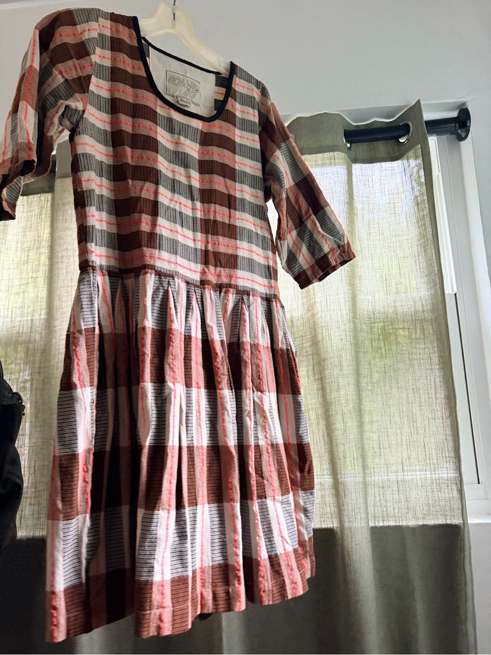 Ace & Jig Brown and Cream Checked Mini Dress
